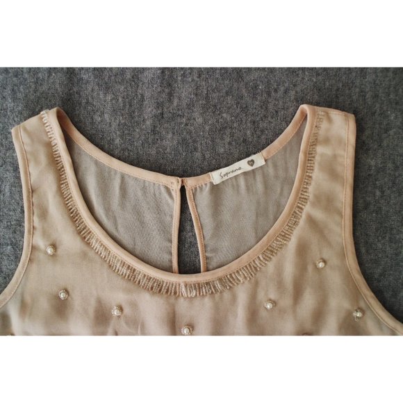 Soprano Pink Embellished Beaded Crop Tank Top Sz M - Picture 2 of 4